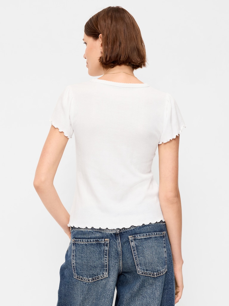 Lettuce-Edge Pointelle Top
