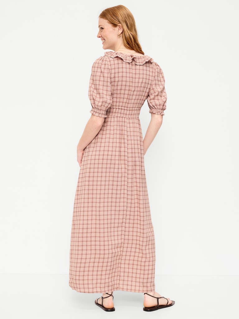Ruffle-Trim Boho Maxi Dress
