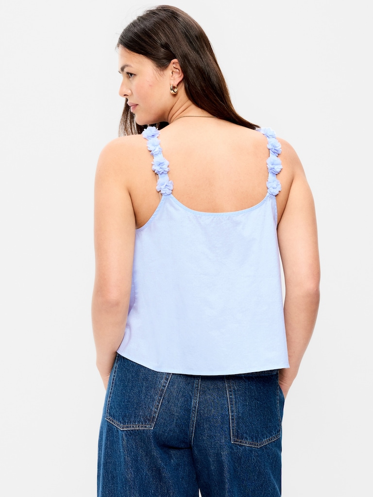 Rosette-Strap Tank Top