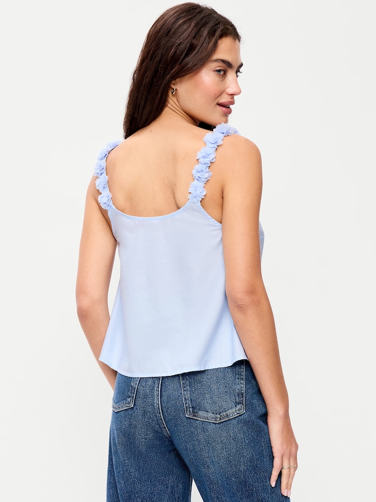 Rosette-Strap Tank Top
