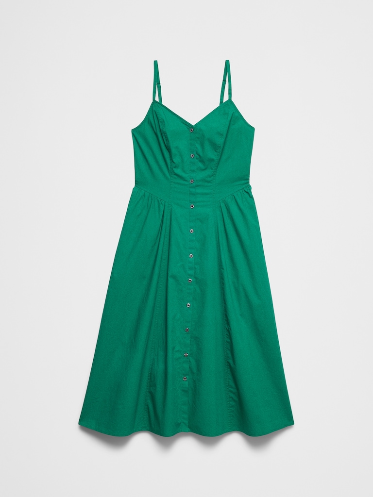 Shirred-Hip Midi Dress