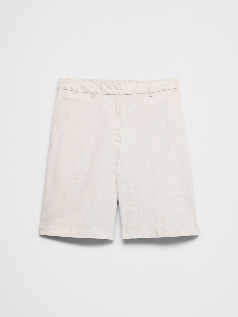 High-Rise Linen-Blend Bermuda Short