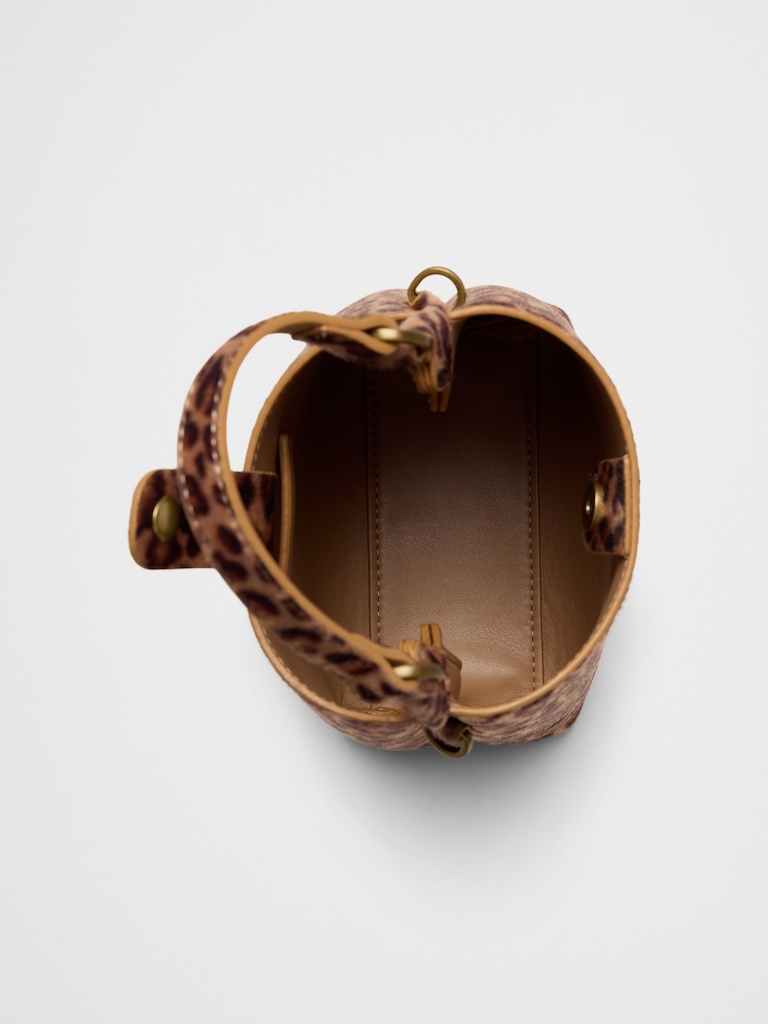 Vegan Leather Micro Mini Bucket Crossbody Bag