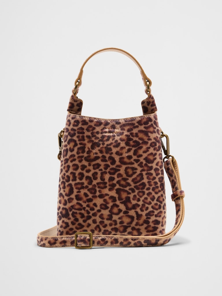 Vegan Leather Micro Mini Bucket Crossbody Bag