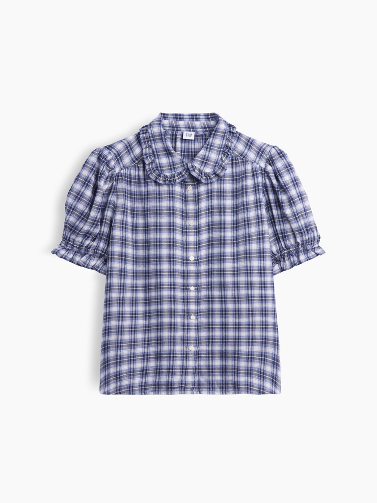 Puff Sleeve Flannel Shirt