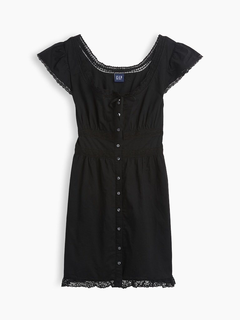 Scoop Neck Lace-Trim Mini Dress