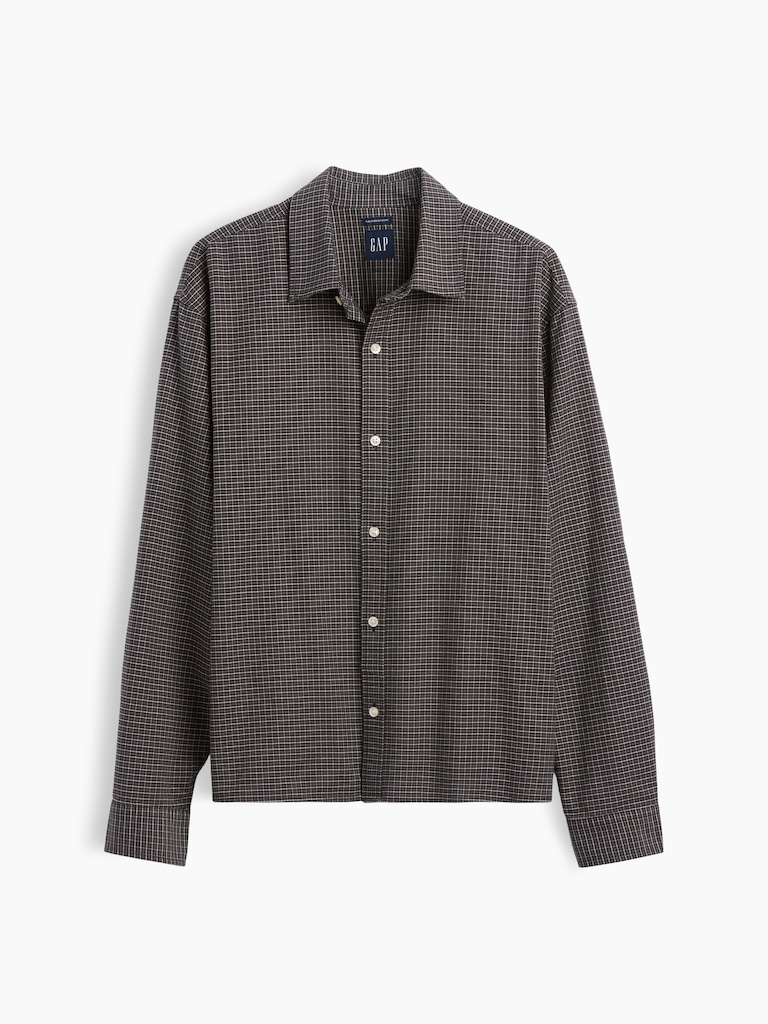 Relaxed Crop Straight-Hem Oxford Shirt