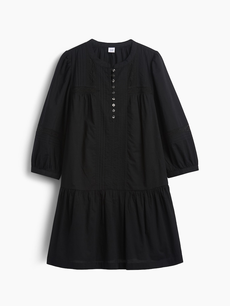 Lace-Trim Drop-Waist Mini Dress