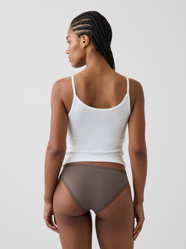 MadeSoft Organic Stretch Cotton Lace-Trim Bikini