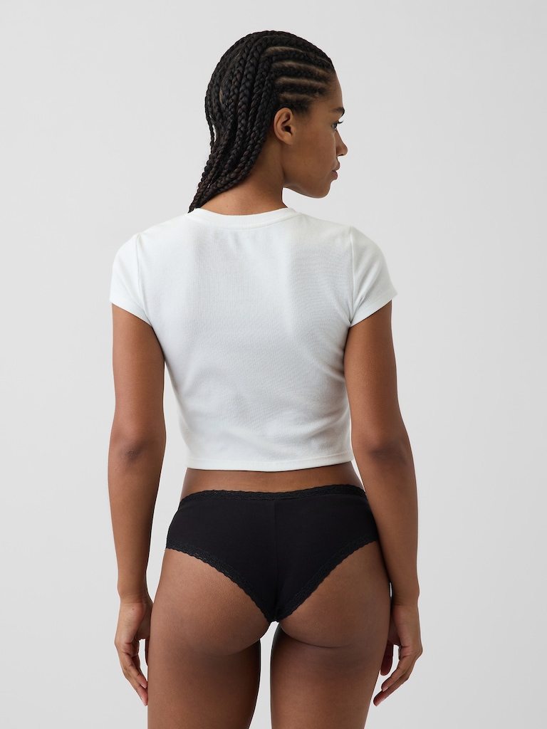 MadeSoft Organic Stretch Cotton Lace-Trim Cheeky Hipster