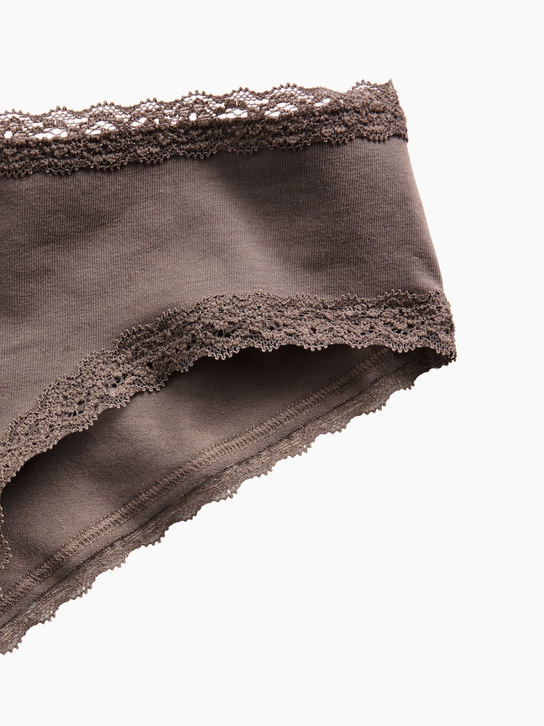 MadeSoft Organic Stretch Cotton Lace-Trim Cheeky Hipster