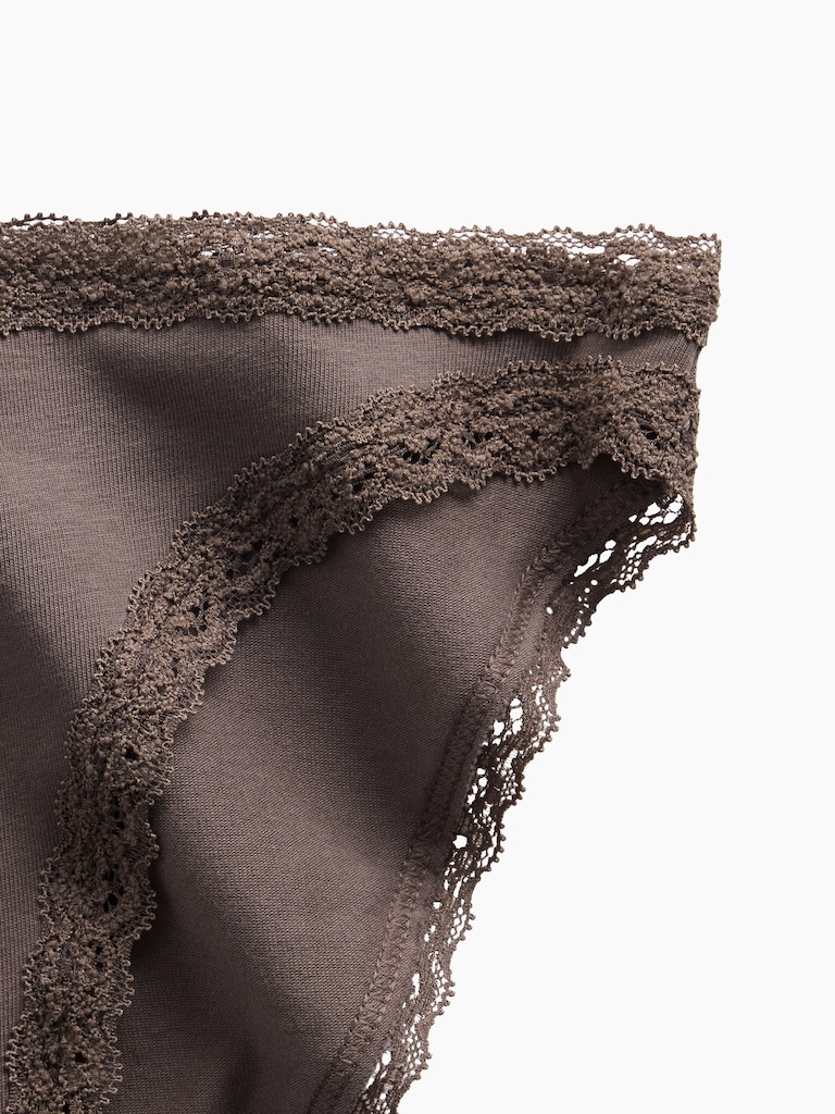 MadeSoft Organic Stretch Cotton Lace-Trim Bikini