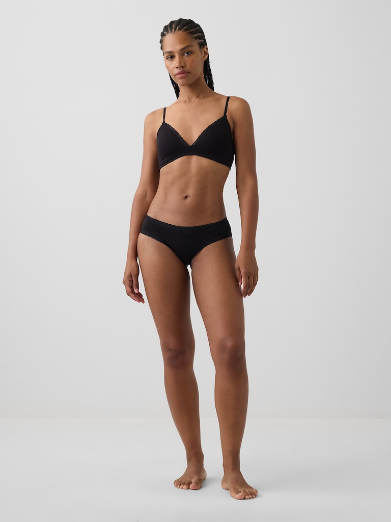 MadeSoft Organic Stretch Cotton Lace-Trim Cheeky Hipster