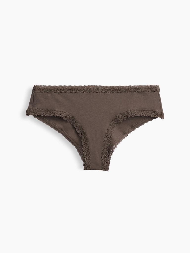 MadeSoft Organic Stretch Cotton Lace-Trim Cheeky Hipster