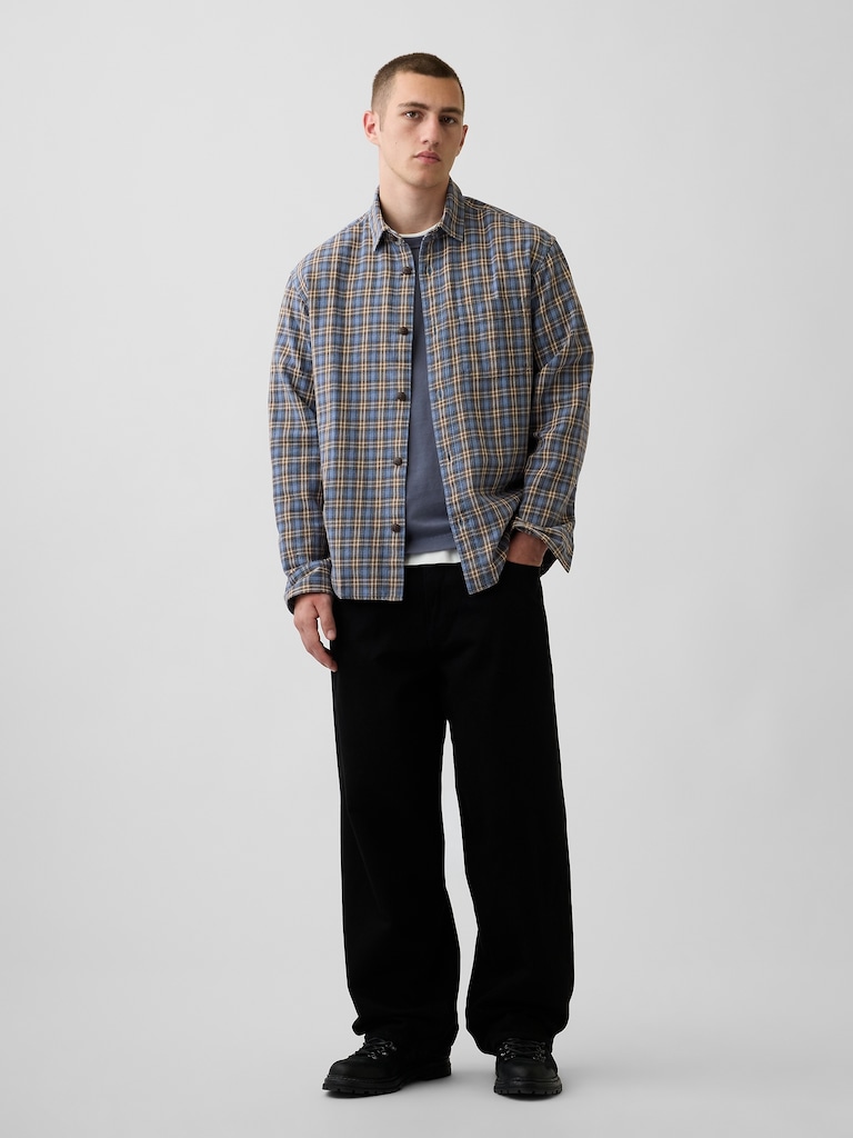 Sunwashed Twill Relaxed Plaid Shirt