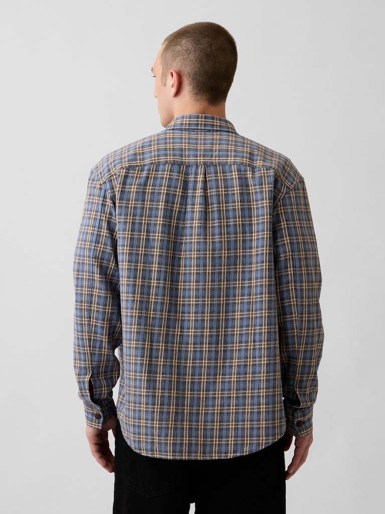 Sunwashed Twill Relaxed Plaid Shirt