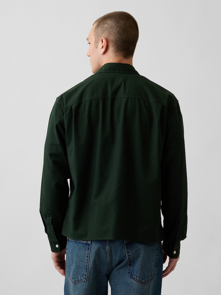 Relaxed Crop Straight-Hem Oxford Shirt