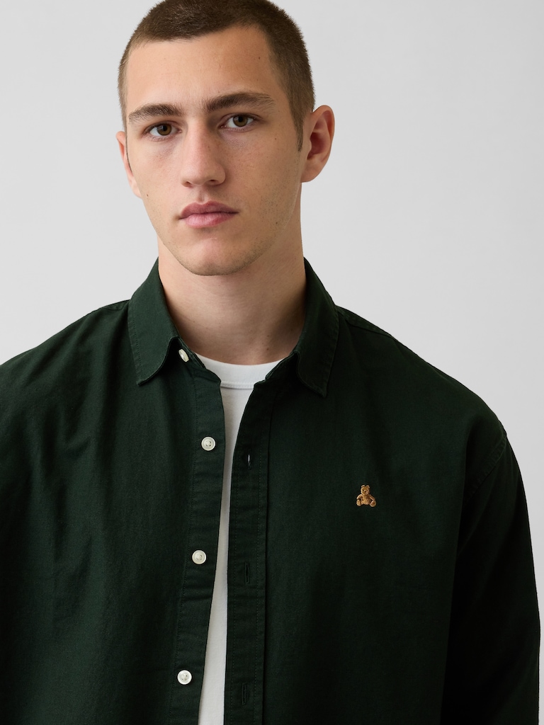 Relaxed Crop Straight-Hem Oxford Shirt