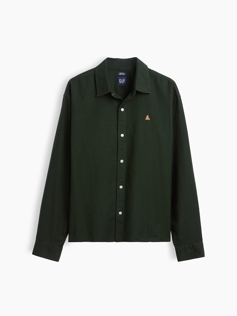 Relaxed Crop Straight-Hem Oxford Shirt