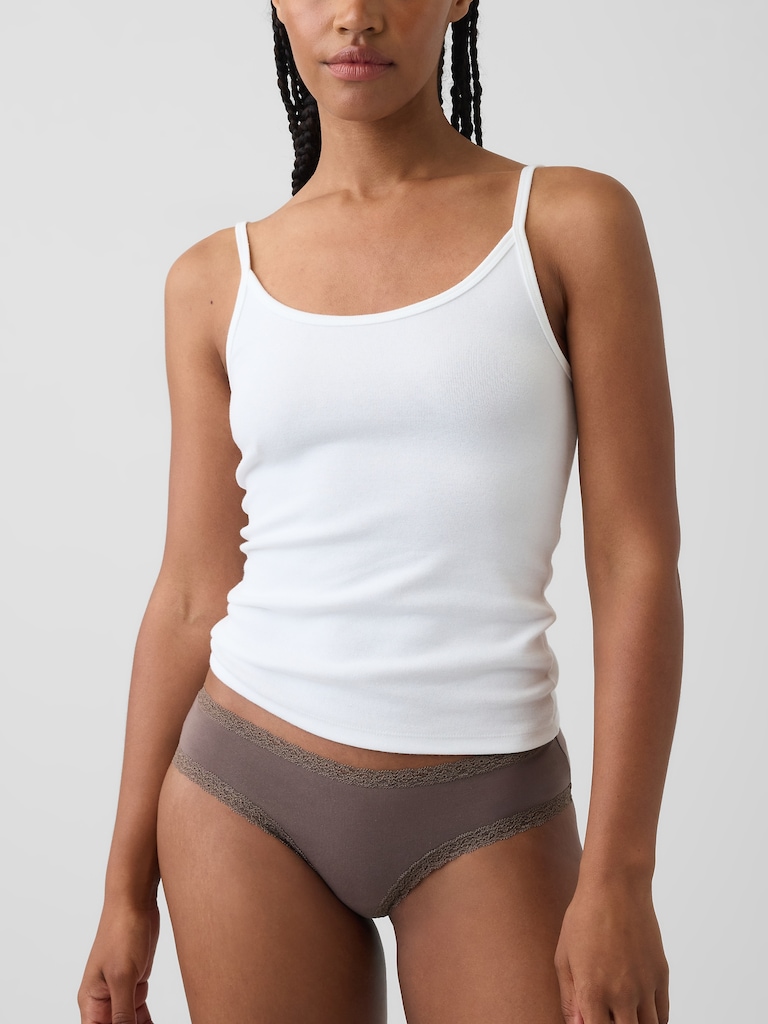 MadeSoft Organic Stretch Cotton Lace-Trim Cheeky Hipster