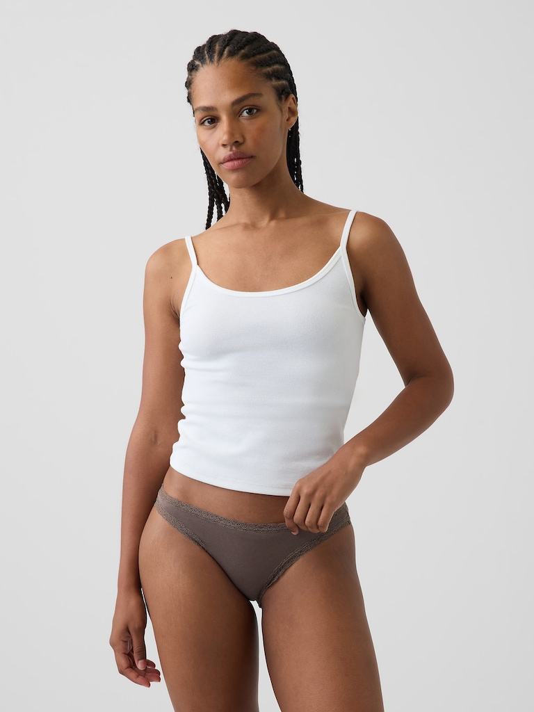 MadeSoft Organic Stretch Cotton Lace-Trim Bikini