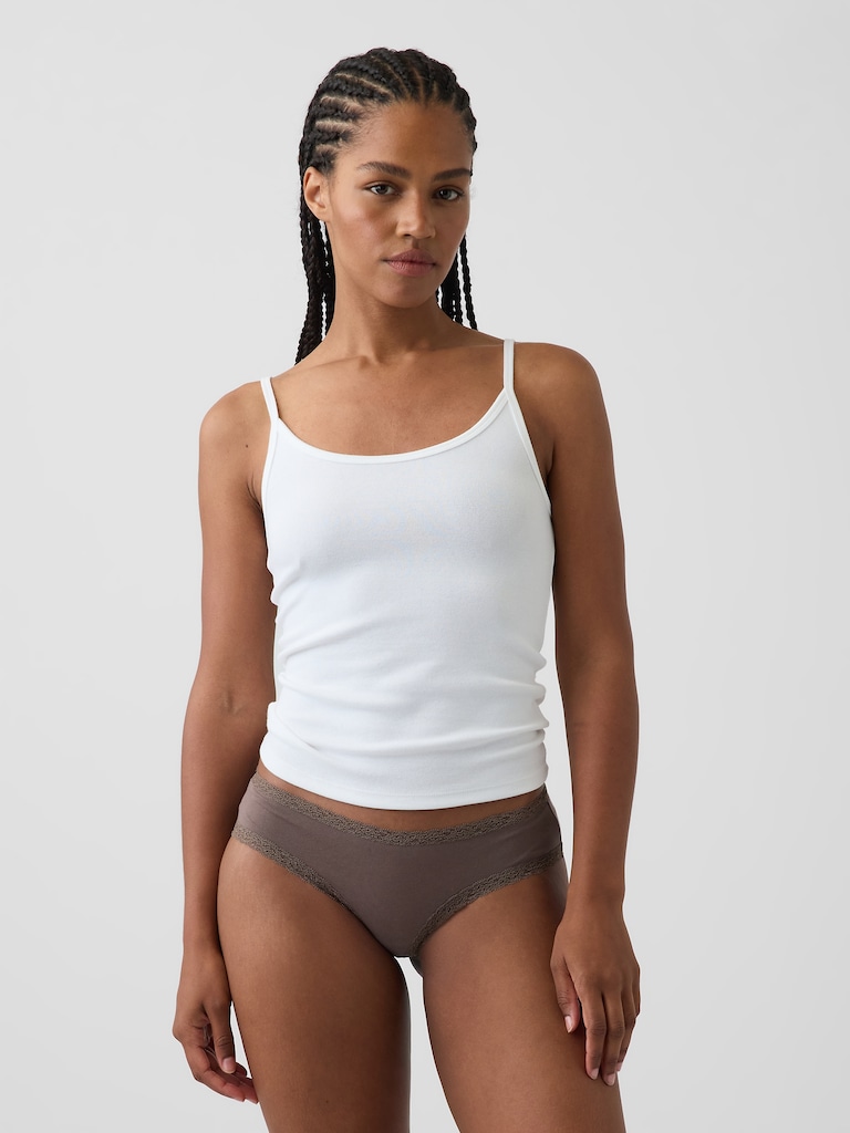 MadeSoft Organic Stretch Cotton Lace-Trim Cheeky Hipster