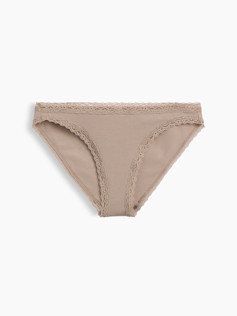 MadeSoft Organic Stretch Cotton Lace-Trim Bikini