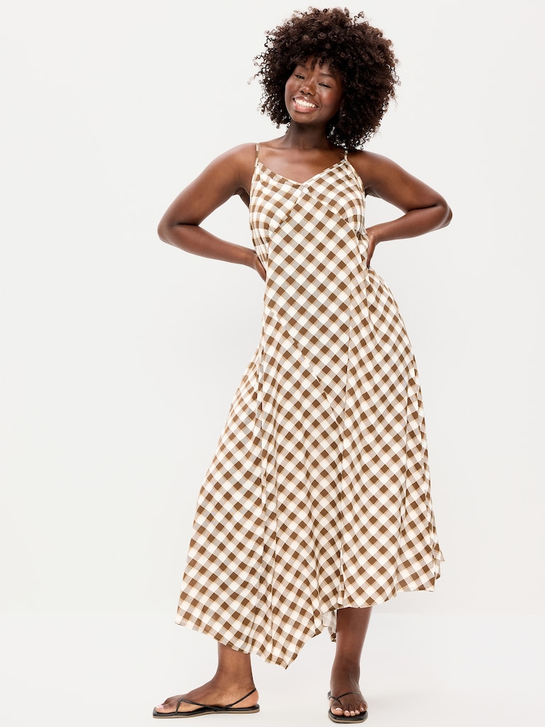 Fit & Flare Tie-Back Asymmetrical Midi Dress