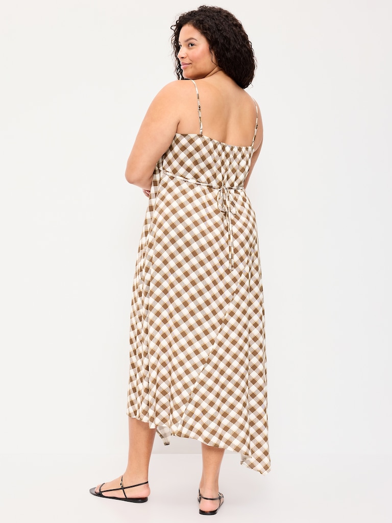 Fit & Flare Tie-Back Asymmetrical Midi Dress