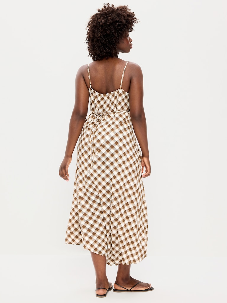 Fit & Flare Tie-Back Asymmetrical Midi Dress
