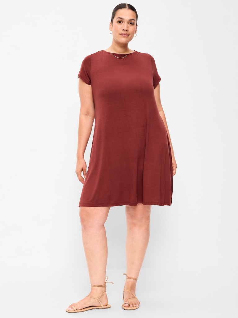 Short-Sleeve Mini Swing Dress