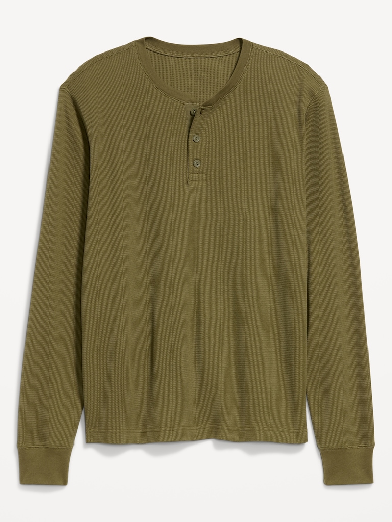 Long-Sleeve Waffle Henley T-Shirt