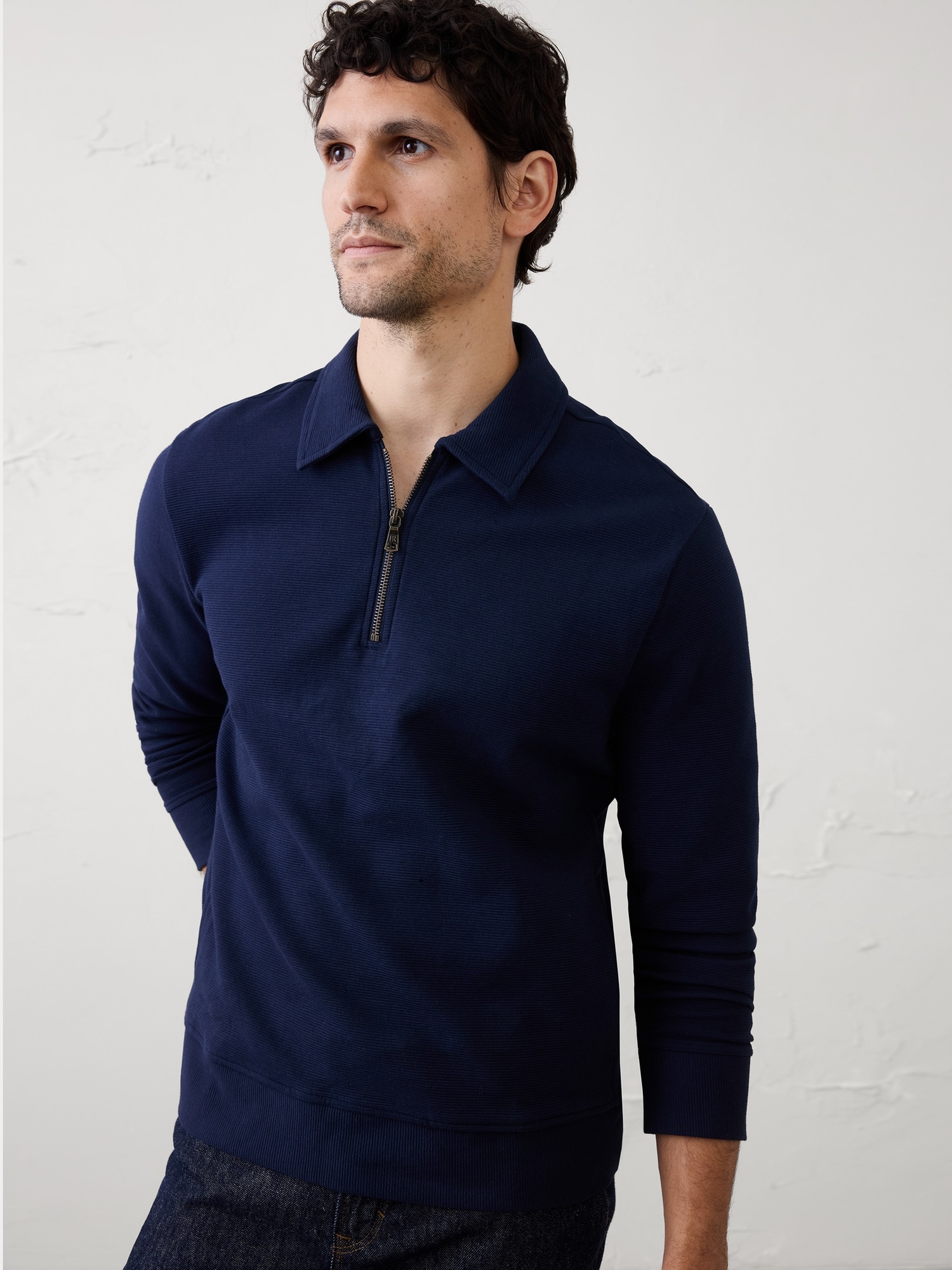Ottoman Quarter-Zip Pullover Polo | Banana Republic Factory