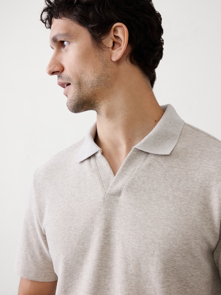 Standard-Fit Johnny-Collar Polo