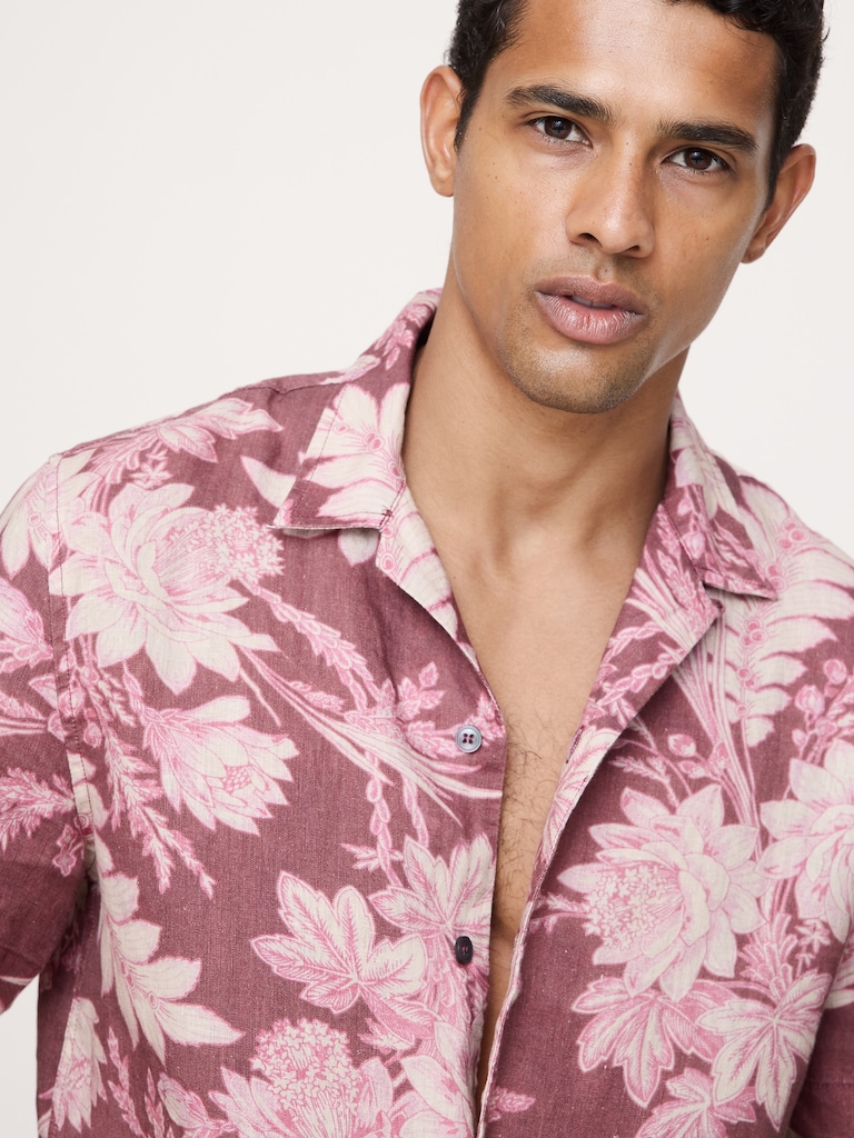 Heritage Standard-Fit Linen Floral Resort Shirt