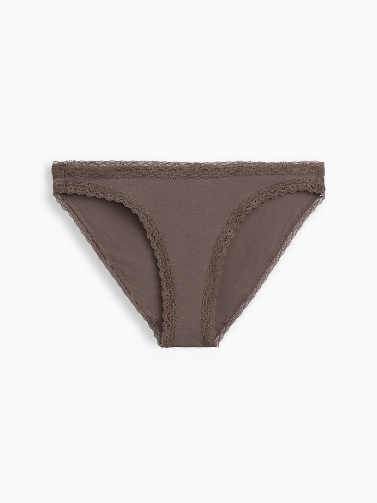 MadeSoft Organic Stretch Cotton Lace-Trim Bikini