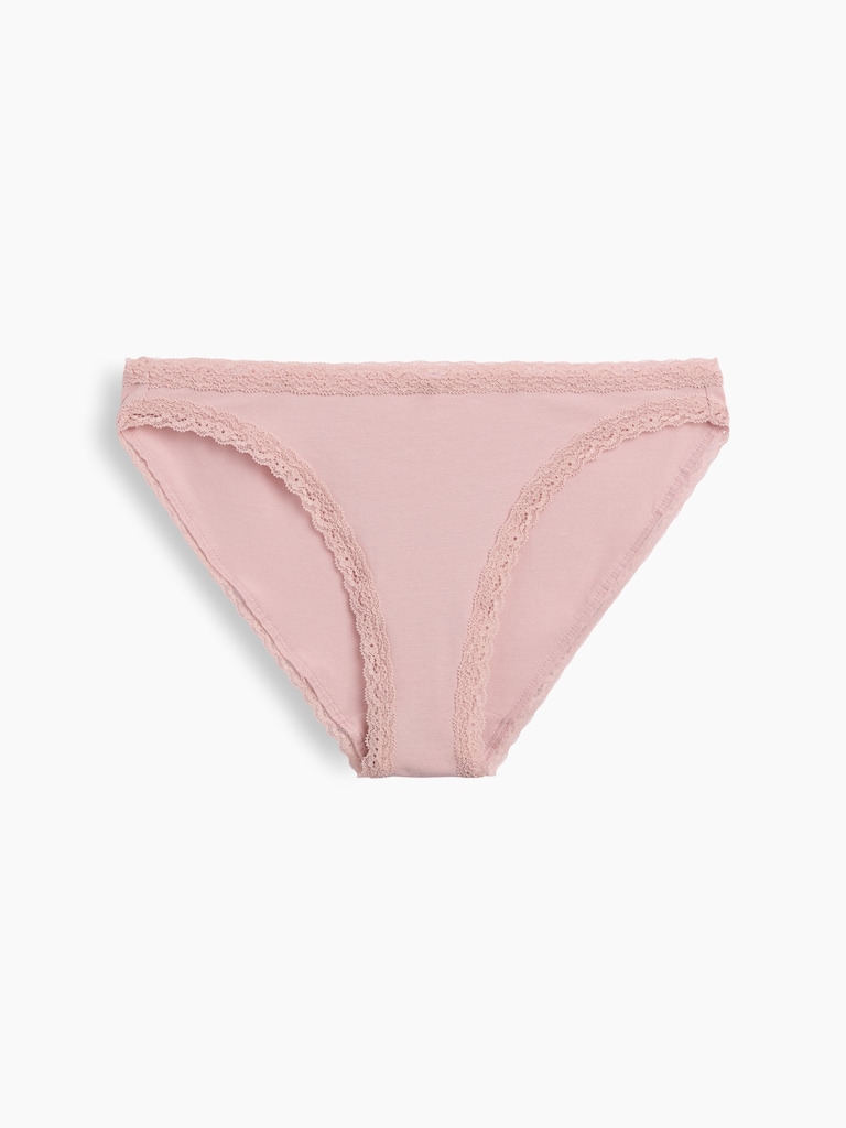 MadeSoft Organic Stretch Cotton Lace-Trim Bikini