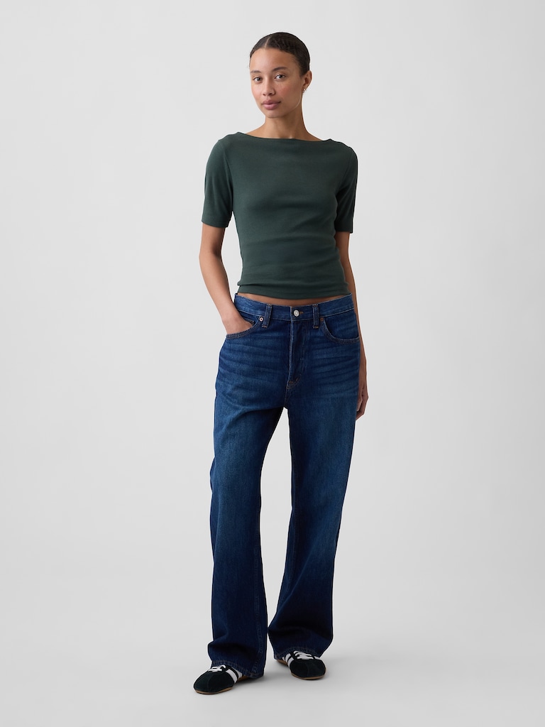 Modern Ribbed Boatneck Top