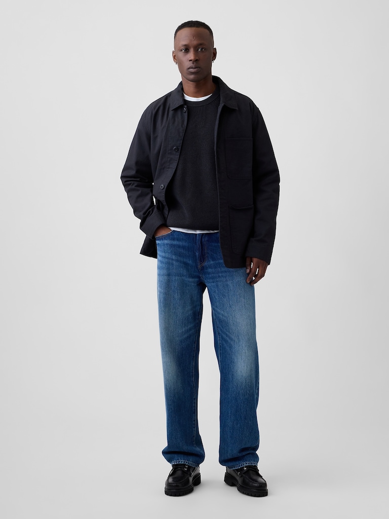 Relaxed Fisherman Stitch Crewneck Sweater