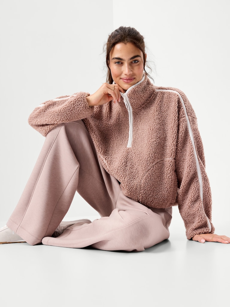 Loose Sherpa Quarter-Zip Pullover