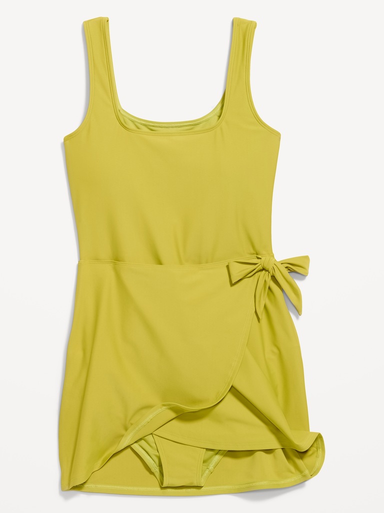 Matte Side-Tie Swim Dress