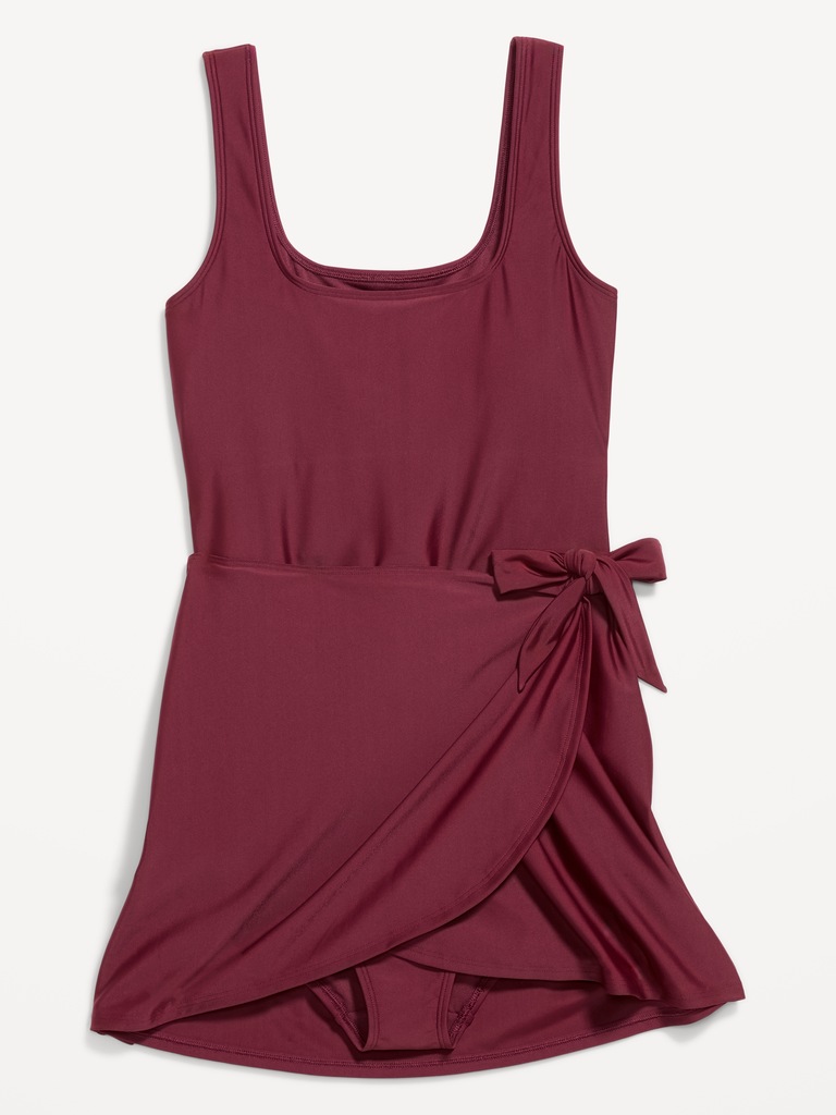 Matte Side-Tie Swim Dress