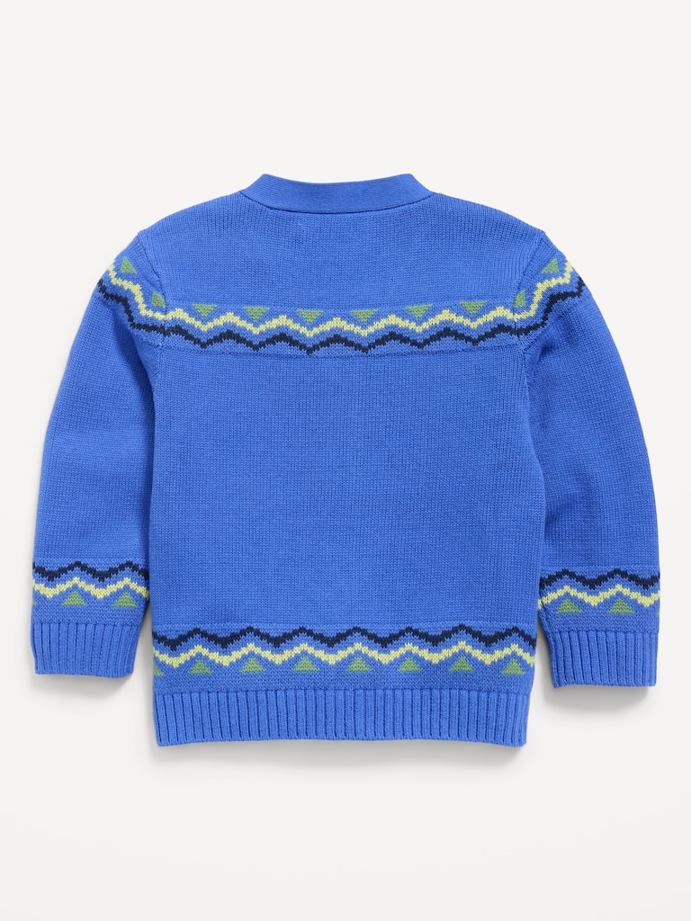 Oversized Graphic Cardigan Sweater for Toddler Boys