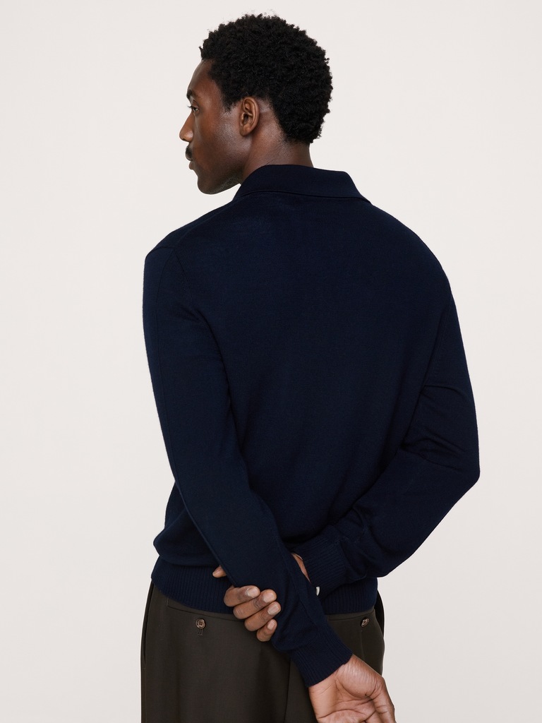 Merino Zip-Up Sweater Polo