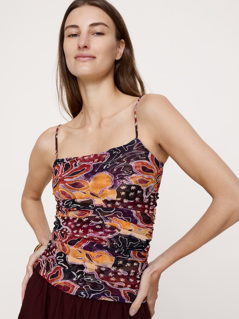 Ruched Mesh Tank