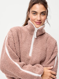 Loose Sherpa Quarter-Zip Pullover