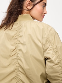 Water-Resistant Oversized Bubble-Hem Zip Bomber Jacket