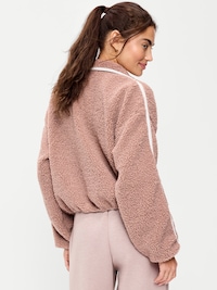 Loose Sherpa Quarter-Zip Pullover