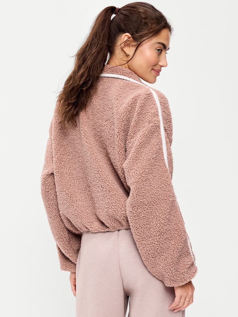 Loose Sherpa Quarter-Zip Pullover