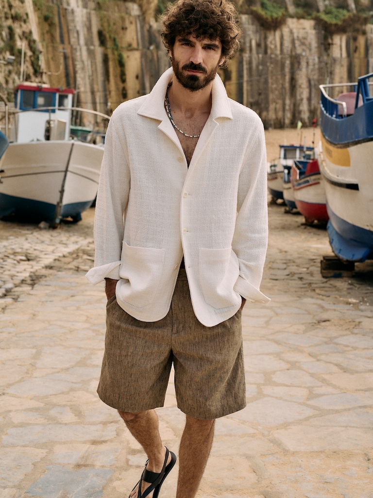 Basketweave Shirt Jacket